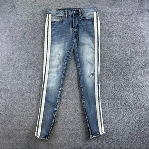 mnml Jeans Mens 28 30x32 Blue Skinny Fit Stretch Light Wash Denim Casual Stripe